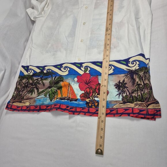 Caribbean Men' Shirt Size XL Linen Blend Short Sleeve button Up White (44) - Picture 10 of 11